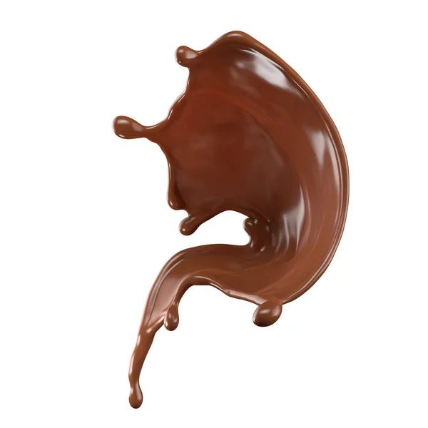 巧克力牛奶飞溅3D现实 — 图库照片