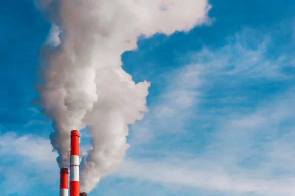 Environmental Pollution Environmental Problem Smoke Chimney Industrial Plant Thermal Power — Stock Photo, Image