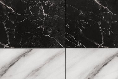 Soyut çatlaklar desenli siyah beyaz seramik fayanslar, mermer desen arkaplan