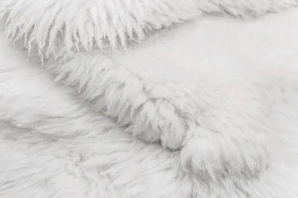 白いふわふわの毛皮のテクスチャ 軽い柔らかいウールの背景 — ストック写真