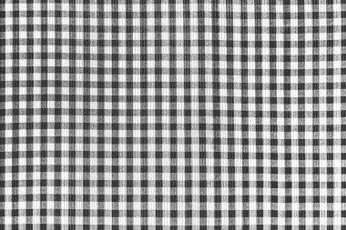 Siyah ve beyaz kareli pamuklu kumaş kumaş dokusu, piknik masa örtüsü arka planı