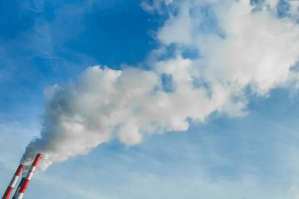 Environmental Pollution Environmental Problem Smoke Chimney Industrial Plant Thermal Power — Stock Photo, Image