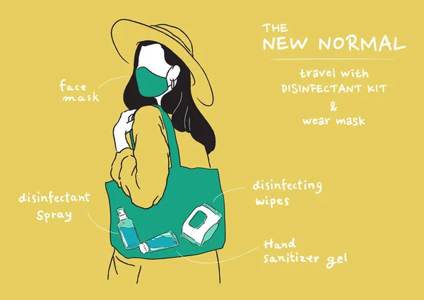 Yeni Normal Yaşam Tarzının Vektör Çizimi Eve Giderken Maske Takmak — Stok Vektör