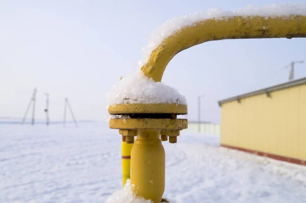 Ball Valve Pipeline Nestled Layer Snow — Stock Photo, Image