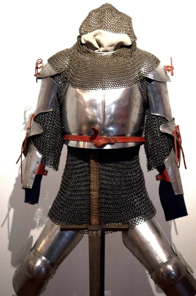 Ancient Knightly Armor Medieval Warrior Museum — Stock Photo, Image