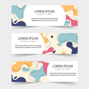 Banner soyut şekil ve çizgilerle soyut arkaplan ayarladı. Çağdaş modern trend vektör resimlemesi