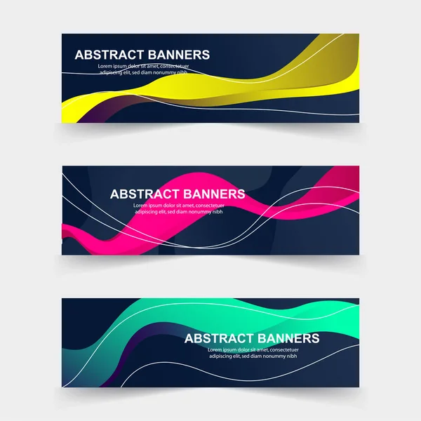 Modern Abstract Banner Set Gradient Colors Trendy Liquid Design Vector — Stock Vector