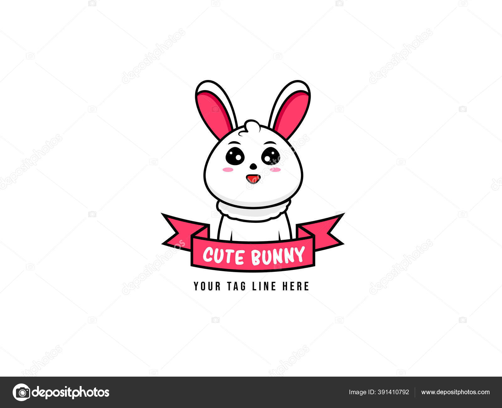 Cute Bunny Logo Konsep Kelinci Lucu Dengan Pita Stok Vektor C Ozymuhammad16 391410792