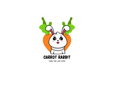Sevimli havuç tavşan logosu konsepti. İçinde konsept havuç ve tavşan olan logo. Creative Industries, Company, Multimedia, Entertainment, Education, Shop ve diğer ilgili işletmeler için uygundur.