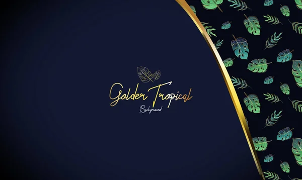 Golden Tropical Leaves Hintergrund Kann Für Hochzeitseinladung Cover Buch Karte — Stockvektor