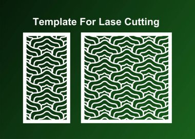 Kesim için dekoratif kartı ayarlayın, Geometrik Patern Lazer Kesimi. Oranı 1: 1, 1: 2 Vektör Dosyası
