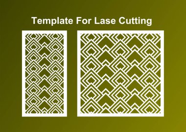 Kesim için dekoratif kartı ayarlayın, Geometrik Patern Lazer Kesimi. Oranı 1: 1, 1: 2 Vektör Dosyası