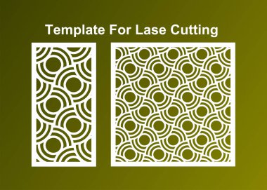 Kesim için dekoratif kartı ayarlayın, Geometrik Patern Lazer Kesimi. Oranı 1: 1, 1: 2 Vektör Dosyası