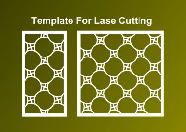 Kesim için dekoratif kartı ayarlayın, Geometrik Patern Lazer Kesimi. Oranı 1: 1, 1: 2 Vektör Dosyası