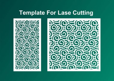 Kesim için dekoratif kartı ayarlayın, Geometrik Patern Lazer Kesimi. Oranı 1: 1, 1: 2 Vektör Dosyası