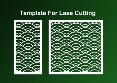 Kesim için dekoratif kartı ayarlayın, Geometrik Patern Lazer Kesimi. Oranı 1: 1, 1: 2 Vektör Dosyası