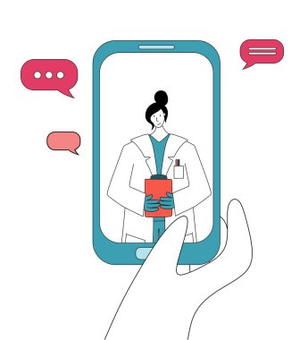 Kadın doktorla akıllı telefon ekranı