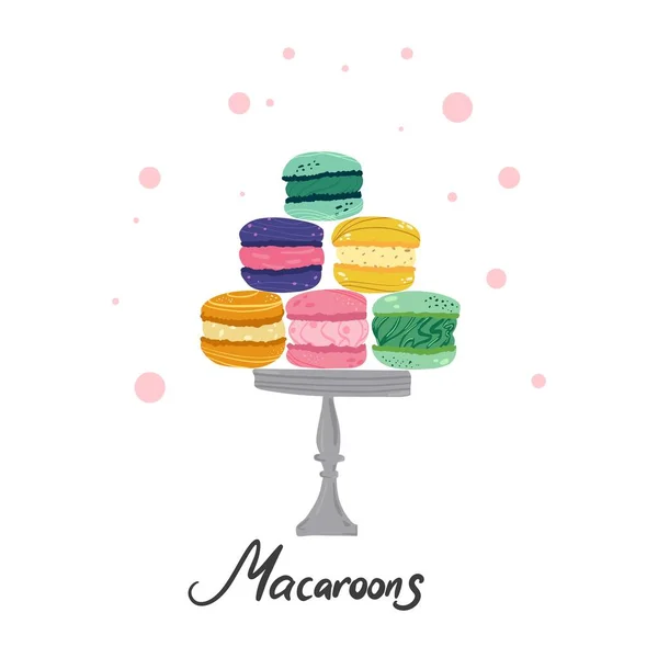 Colorful macaroons cookies. — Stock Vector