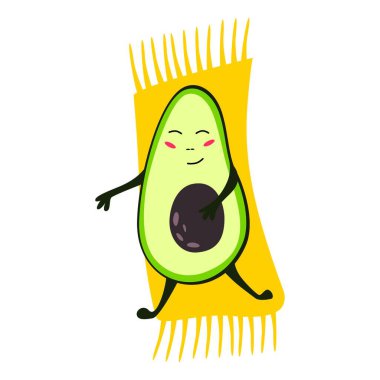 Komik Avokado karakteri. Tatlı avokadolu tebrik kartı..