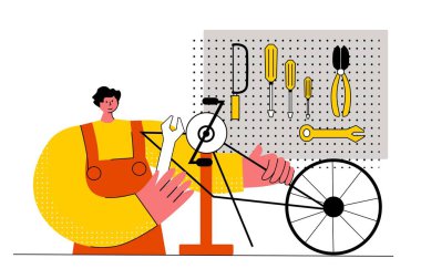 Bicycle Repair. Flat style vector illustration. clipart