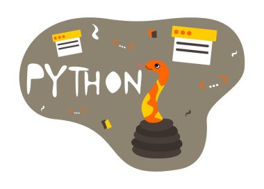 Python code language sign. Programming coding and developing concept. Software development. Programming language clipart svg vector 