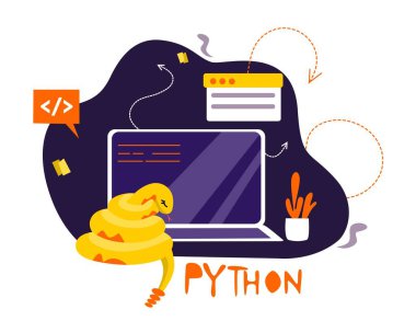 Python code language sign. Programming coding and developing concept. Software development. Programming language clipart svg vector 
