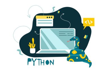 Python code language sign. Programming coding and developing concept. Software development. Programming language clipart svg vector 