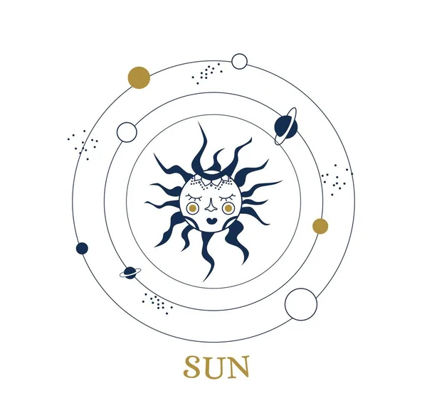 Illustrazione celeste per astrologia, divinazione, magia. — Vettoriale Stock