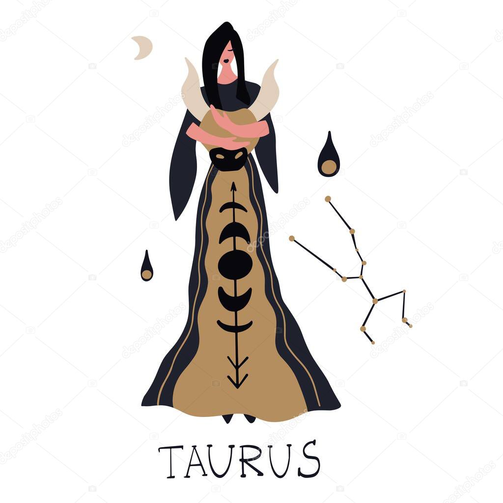 Zodiac signs Taurus. Vector illustration of the zodiac symbol.