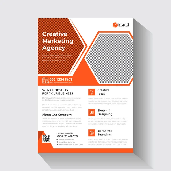 Abstraktní Tvůrčí Agentura Leták Design Šablona Oranžová Barva Vektor Ilustrace — Stockový vektor