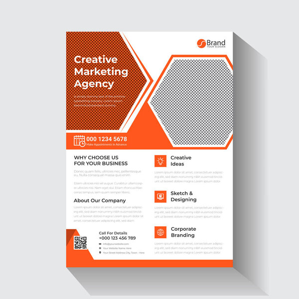 Abstract creative agency flyer design template orange color vector illustration   