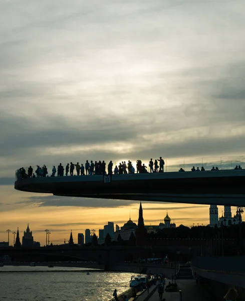 Fliegende Brücke Sonnenuntergang Über Moskau — Stockfoto