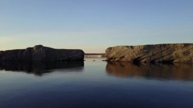 Yeni Dünya Vaigach Rus kuzeyde Arktik Okyanusu soğuk vahşi Panoraması.
