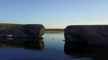 Yeni Dünya Vaigach Rus kuzeyde Arktik Okyanusu soğuk vahşi Panoraması.