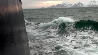 Antarktika'nın okyanusta gemi dalgalardan.