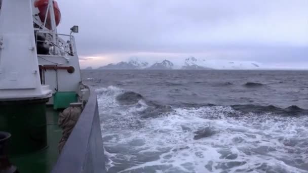 Vlny z lodi v oceánu Antarktidy. — Stock video