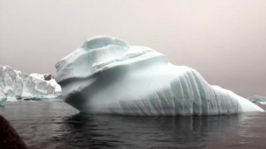 Buzdağı ve Antarktika'nın okyanusta yüzen buz kütlesi buz.