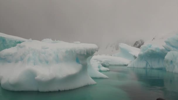 Yüzen buz kütlesi ve buzdağı Antarktika okyanusta. — Stok video