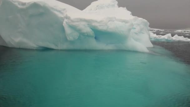 Enorme reusachtige ijsberg en pakijs in de oceaan van Antarctica. — Stockvideo