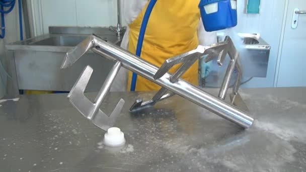 清洗和洗涤工业沙拉搅拌机. — 图库视频影像