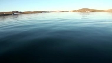 Yeni Dünya Vaigach adasında Arktik Okyanusu Sahili ve su yüzeyine.