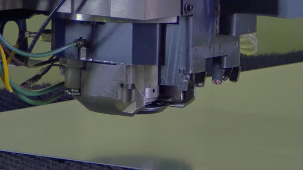 Figured cutting holes stamping of metal sheets on industrial CNC machine. — Stock Video