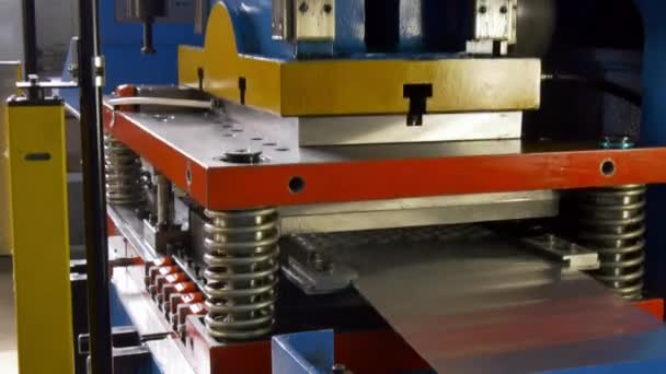 Snijden gaten perforatie stempelen van metalen platen op industriële Cnc machine. — Stockvideo