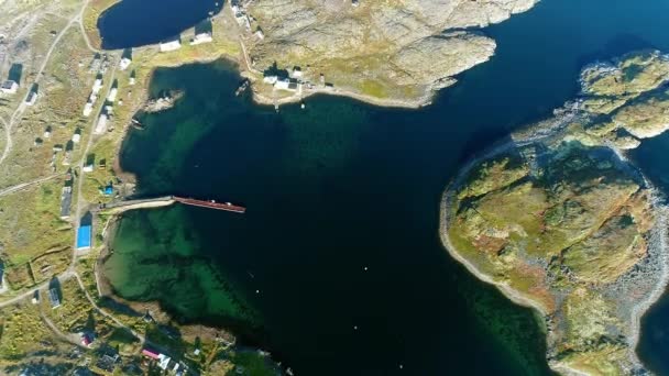 View from above landscape of Stts Dalniye Zelentsy in Barents Sea. — Stock Video