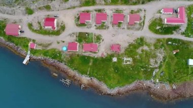 Başladığın Dalniye Zelentsy Barents Denizi havadan görünümü.