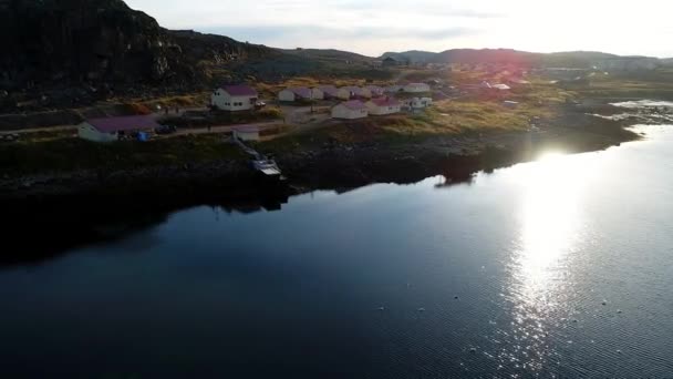Aerial landscape on background of sunset of Stts Dalniye Zelentsy. — Stock Video