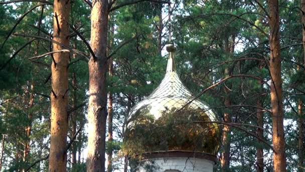 Cúpula dorada del monasterio de los Nuevos Mártires en el lugar de la muerte de Romanov. — Vídeos de Stock