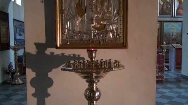 Alapaevsk Russia July 2012 Candles Burn Icon Saint Elizabeth Monastery — Stock Video