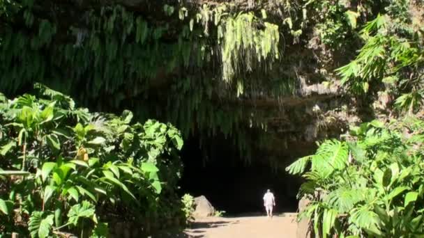 Menschen in der Nähe der Höhle. — Stockvideo