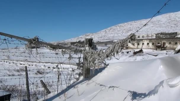 Verlassene Fabrik Der Unterirdischen Militärbasis Geisterstadt Gudym Anadyr Zerstörte Gebäude — Stockvideo